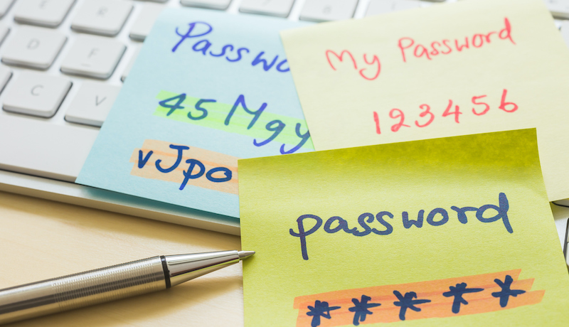 Online Password Management With Keyborard, Notes, Pen.