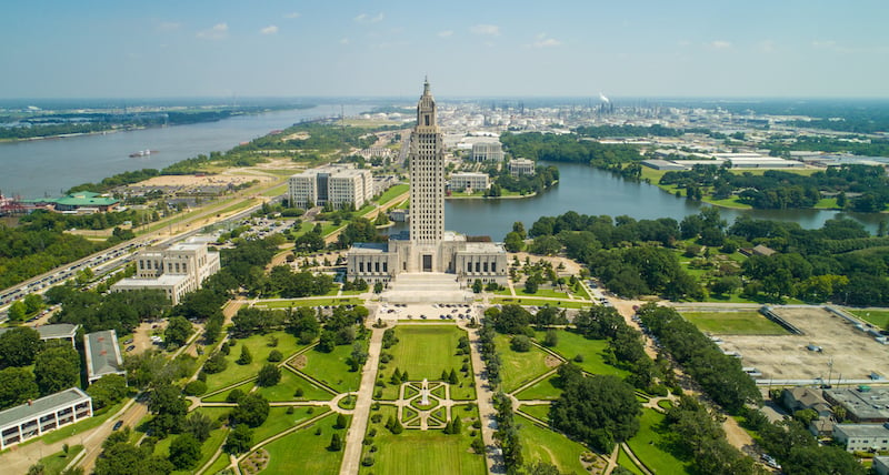 Aerial Drone Photo State Capitol Park Baton Rouge Louisiana
