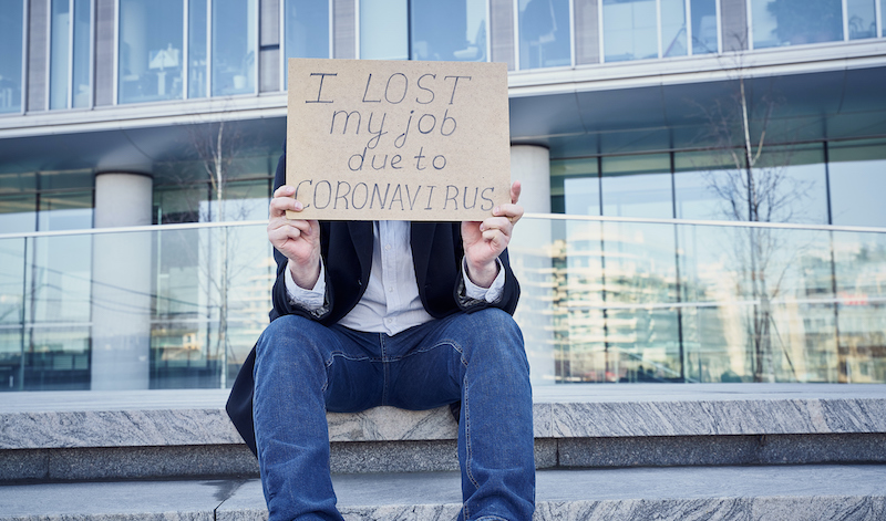 Job Loss Due To Covid 19 Virus Pandemic Concept. Unrecognizable Man Holds Sign "i Lost My Job"
