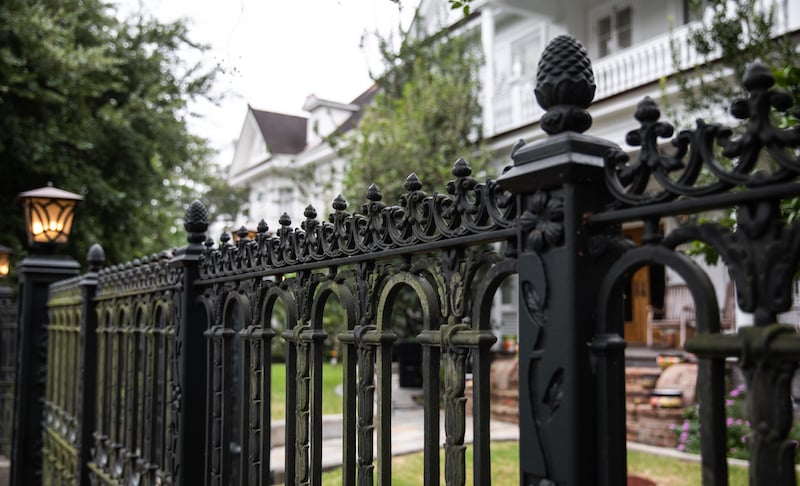 Beautiful Black Iron Gate And Fence In Front Of House