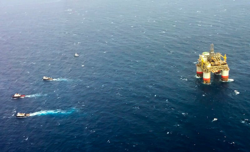 Towing Oil Rig Offshore Louisiana