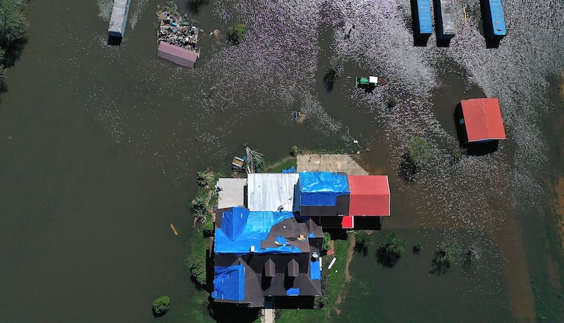 Aerial View Of Hurricane Flooding In Louisiana