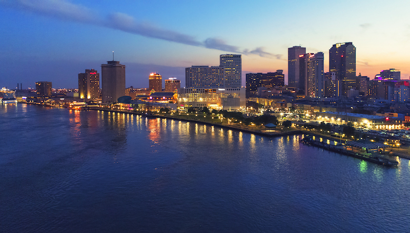 Aerial View Of New Orleans At Sunset, Louisiana