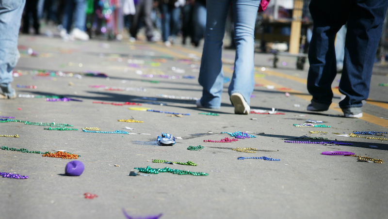 Feet And Beads At Mardi Gras Parade