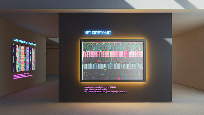 Nft Cryptoart Display In Art Gallery