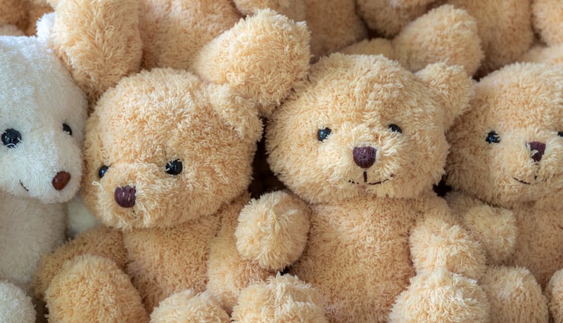 The Texture Of The Teddy Bear That Is Stacked Together
