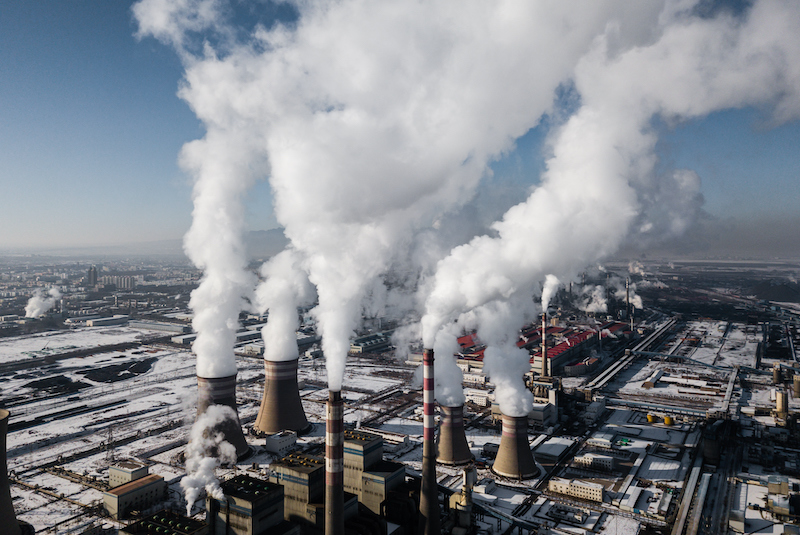 Aerial View Of Coal Fired Power Station In Winter