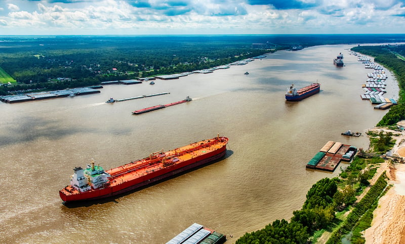 Oil Tankers On The Mississippi