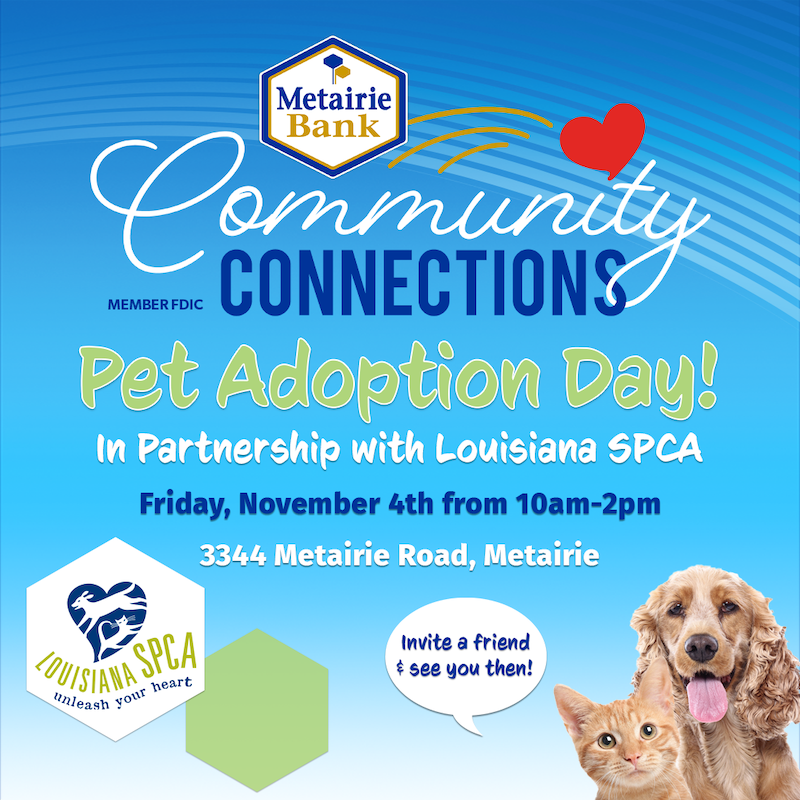 Metairie Bank to Host Pet Adoption Event - Biz New Orleans
