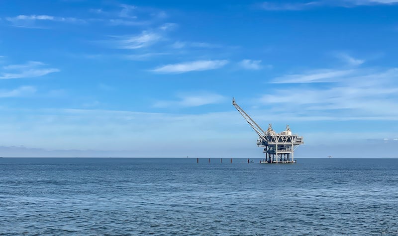 Offshore Drilling Platform In The Gulf Of Mexico With Copy Space