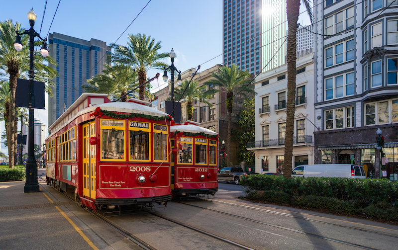 New Orleans Street Cars In Canal Street