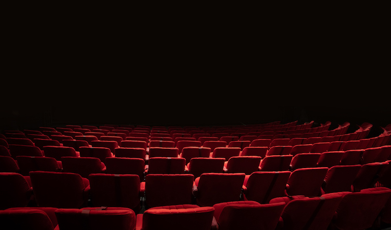 Theater Seats And Stage With Black Isolated Stage