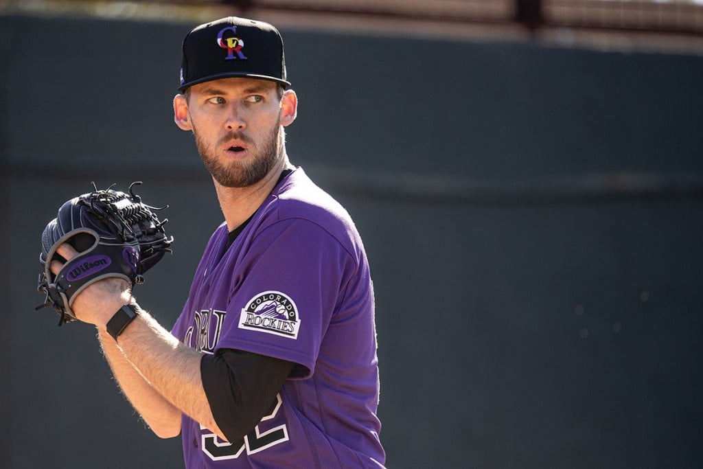 Colorado Rockies relief pitcher Daniel Bard left fielder Connor