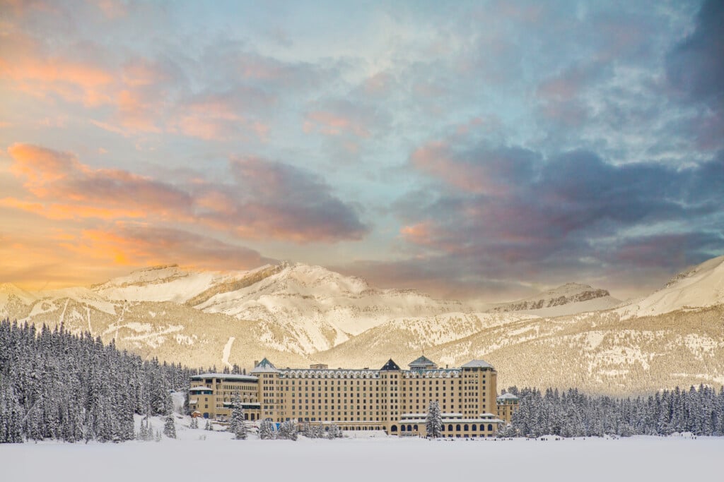 The Fairmont Château Lake Louise, a five-star hotel with access to three ski resorts and Banff National Park.