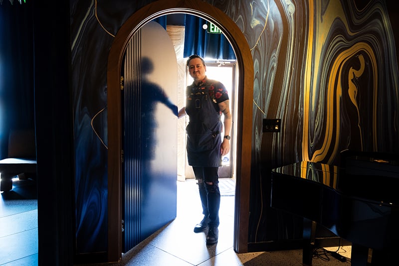 Charlotte Nc, January 14, 2025 Blue Door Charlotte Mike Guzman Showing Some Of The Interior By Carrie Frye The Portland The Las Vegas, The Charlotte The New Orleans Photographed By Peter Taylor In Charlotte, Nc, January 14, 2025