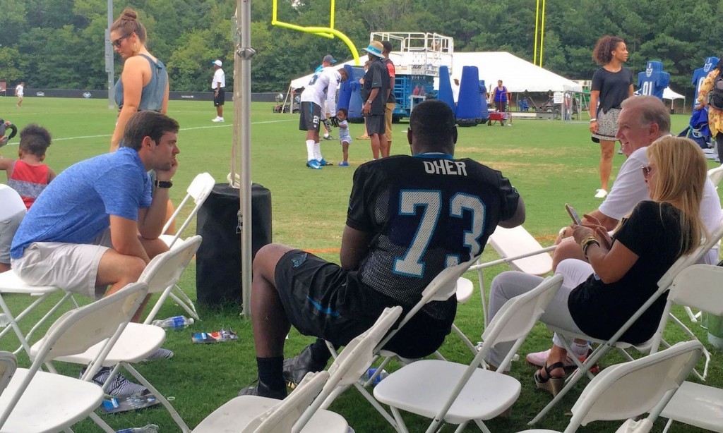 Watch: Carolina Panthers Offensive Tackle Michael Oher Slides on