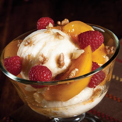 Honey-Peach Ice Cream Sundae - Charlotte Magazine