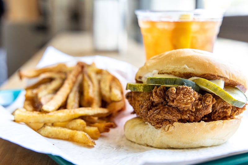 Charlotte, Nc August 18th Bossy Beulah Chicken Sandwich And Fries And Iced Tea. Photographed In Charlotte, Nc On August 18, 2020. Photo By Peter Taylor