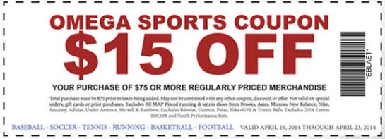 15 off at Omega Sports Charlotte Parent