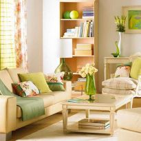 Spring Decorating Living Room Design Green Color 1