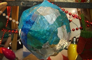 Making Paper Mache Ball Christmas Ornaments