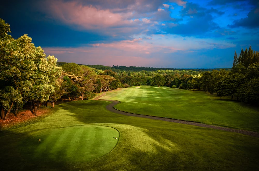 Golf,course,fairway,in,colorful,morning,light