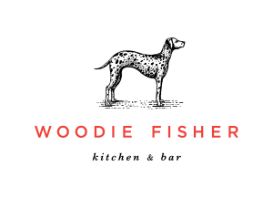 Woodie Fisher Right Facing Two Color Horizontal Logo With Tagline