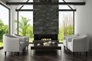 Interior Of Living Room With Armchairs And Fireplace 3d Renderi