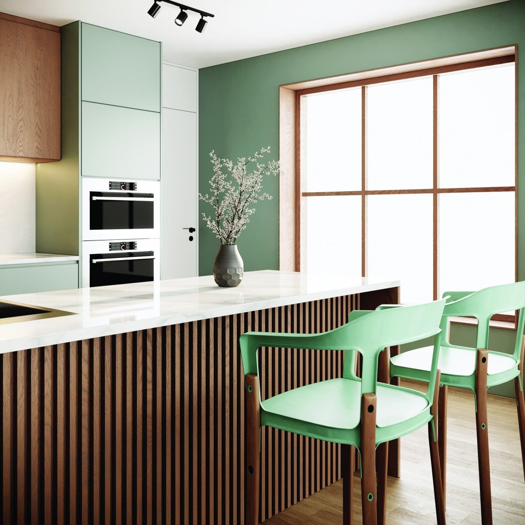 Kitchen room japanese style.3D rendering - Stock Illustration