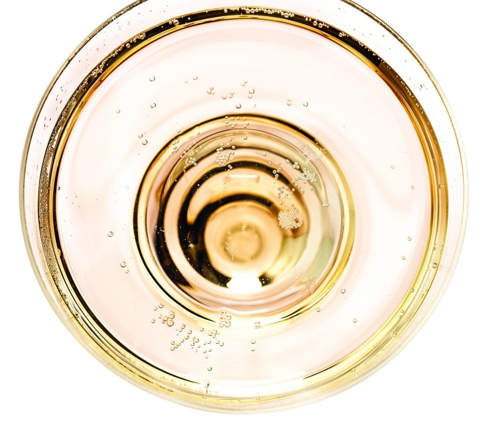 Top View Of A Glass Of Sparkling Wine