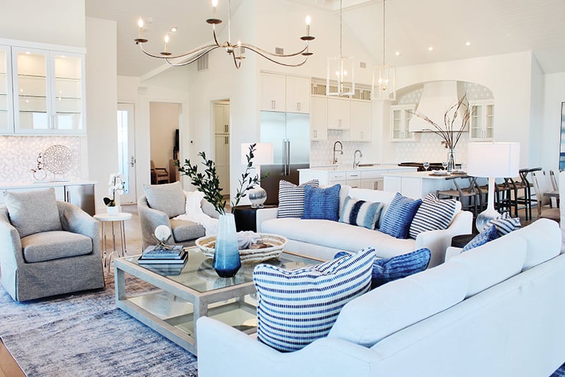 Living room decorated in coastal style