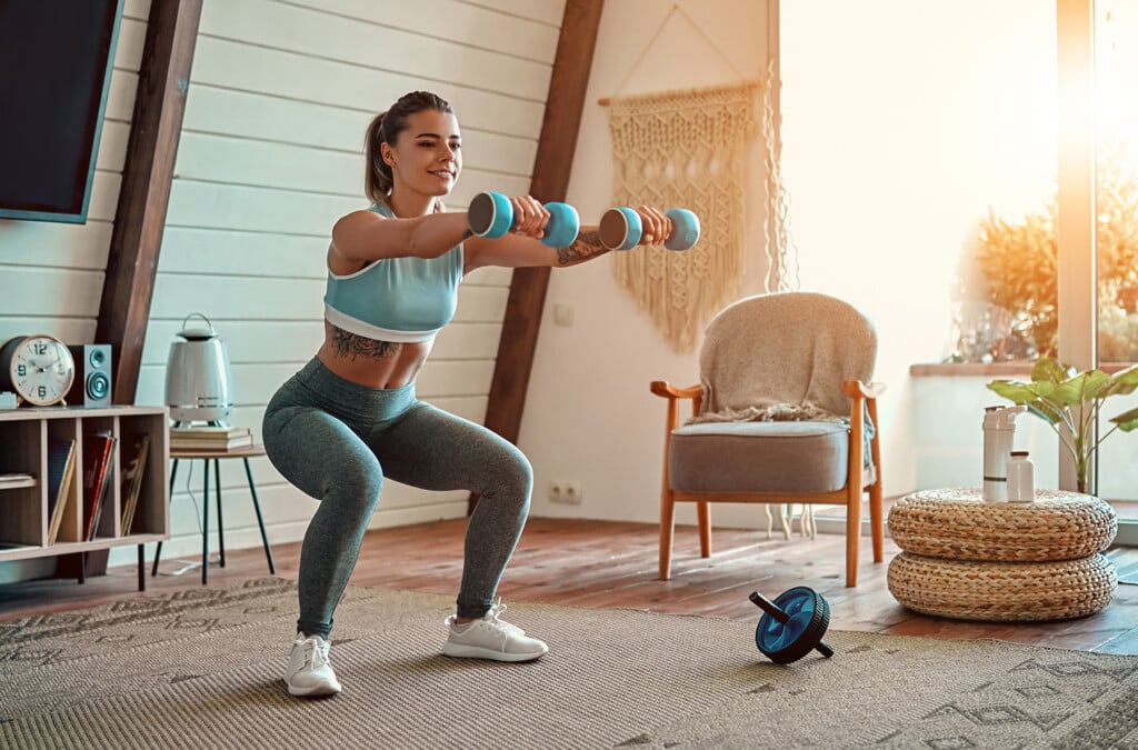 Woman Doing Exercises At Home.