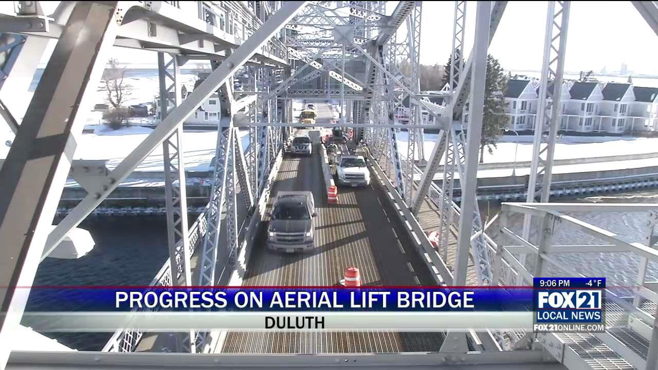 Crews Continue Through Cold in Aerial Lift Bridge Construction