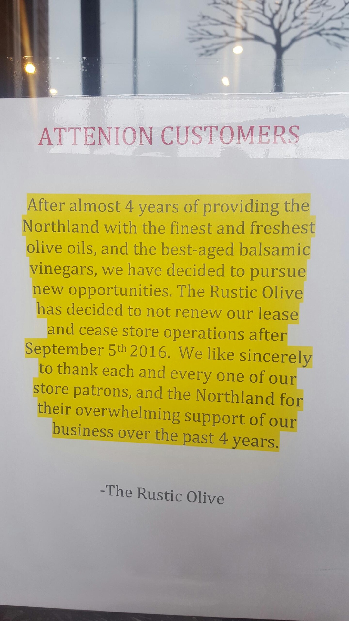 The Rustic Olive Set To Close
