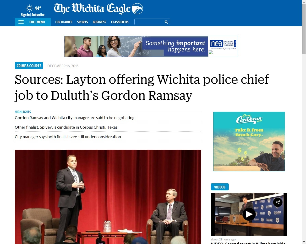 Wichita Newspaper Ramsay Offered Police Chief Job