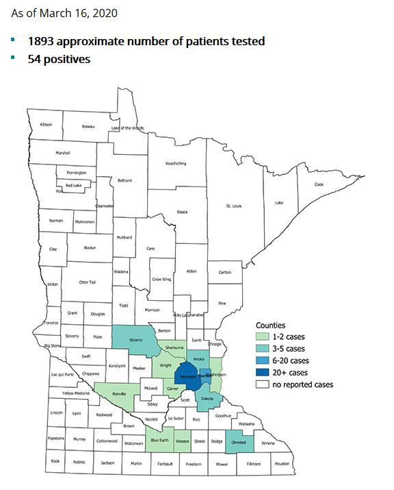 Minnesota Coronavirus Cases Climb to 54