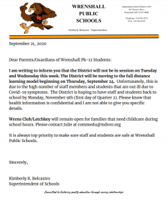 Wrenshall School Letter