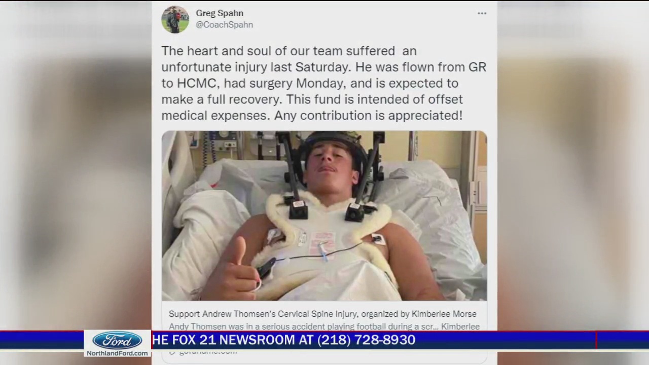 GoFundMe Page Launched for Grand Rapids' Thomsen Following Spine Injury ...