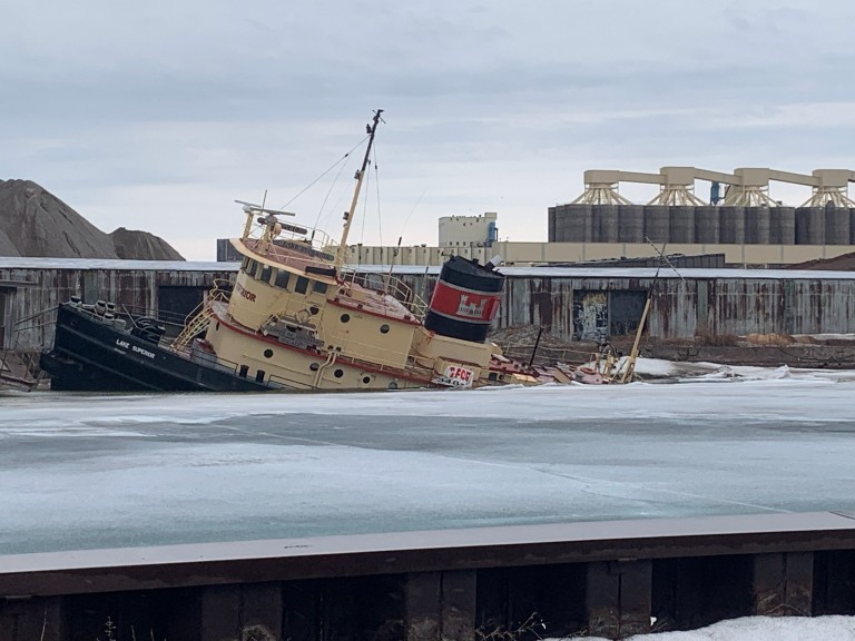 Tugboat 'Lake Superior' Partially Sinks In Duluth Port
