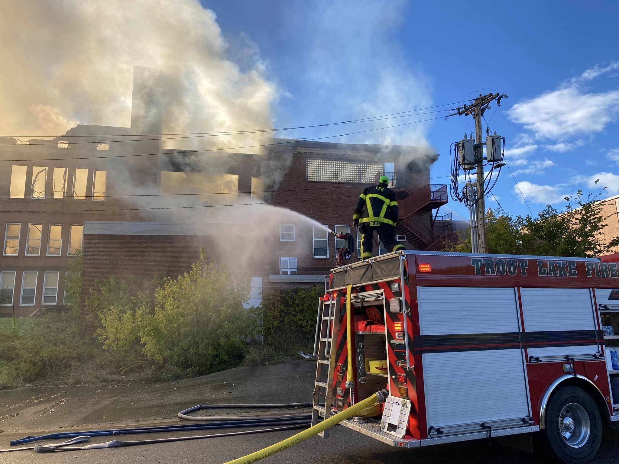 UPDATE Closed Middle School In Bovey Catches Fire, Crews Demolish What Is Left