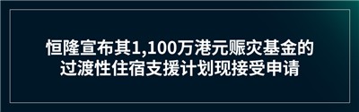 恒隆宣布其1,100万港元赈灾基金的过渡性住宿支持计划现接受申请