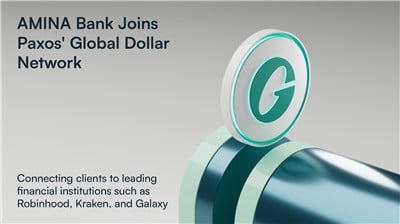 Amina Bank Integrates Paxos’ Usdg Stablecoin, Joins Global Dollar Network Alongside Leading Financial Institutions