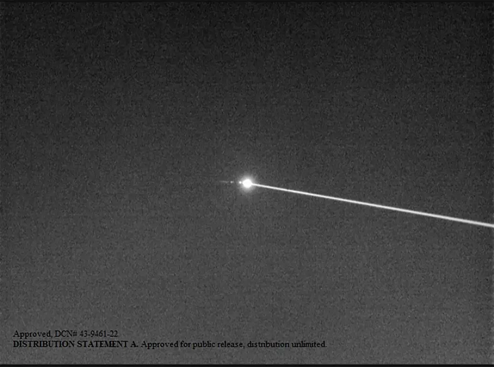 Target Drone During High Energy Laser Engagement (Photo courtesy of Lockheed Martin/DVIDS) WHITE SANDS MISSILE RANGE, NEW MEXICO