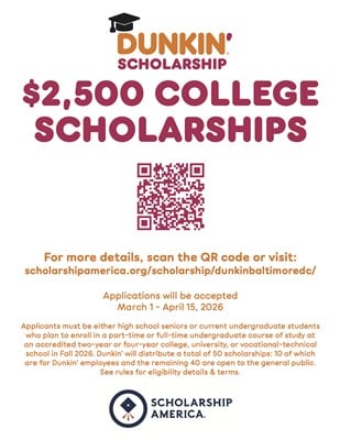 Dunkin’® Launches Fifth Annual Dmv Regional Scholarship Program With $125,000 In Scholarships To Students