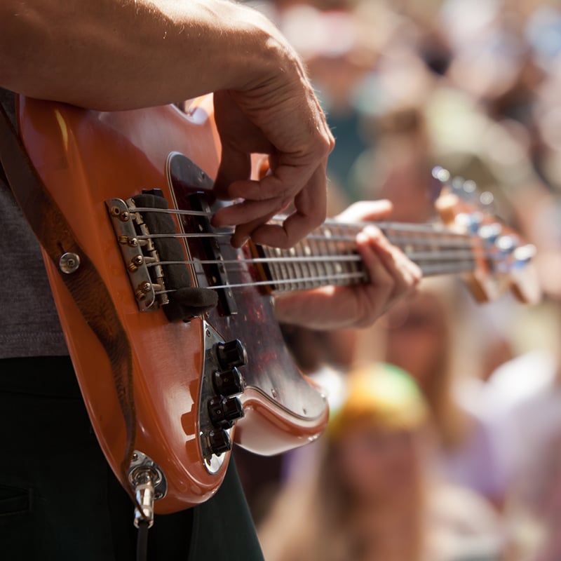 Bass Player In Front Of Crowd