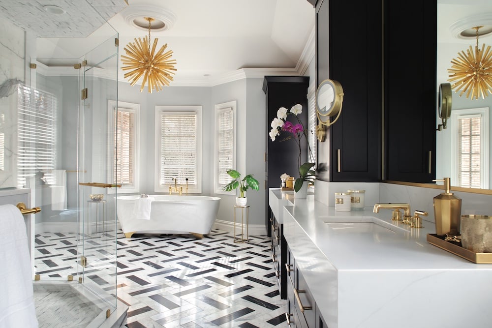White Gold Black Master Bath Colors - Transitional - Bathroom