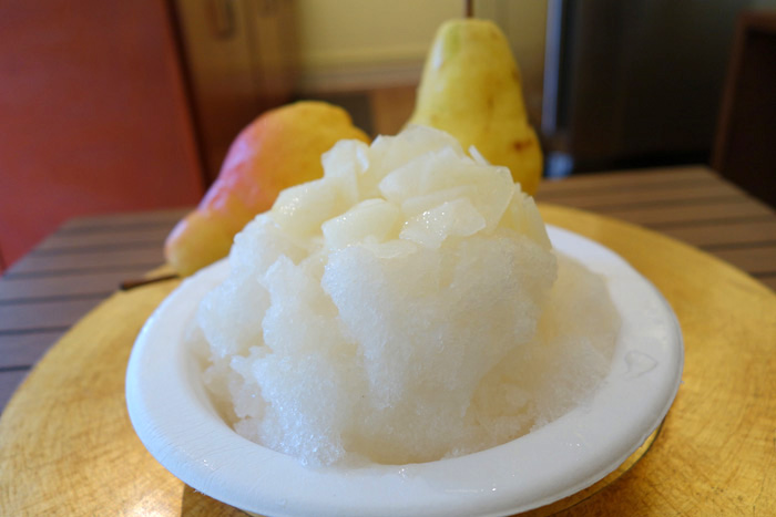 Pear shave ice at Lemona.