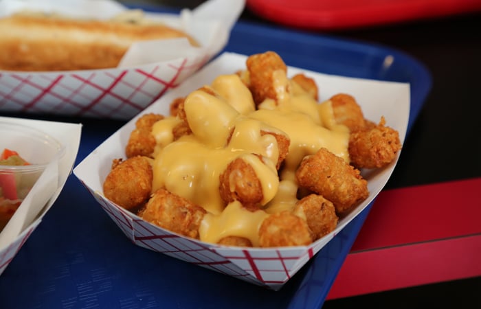 Considered a hidden menu item at Hot Doug's, the tater tots are now on the regular menu at Hot G Dog. These perfectly deep fried tots are topped with delicious melted cheese.