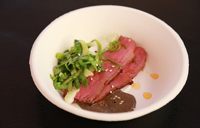 Another crowd favorite, chef Celina Tio's tea cured duck breast with sizzling chili oil and bok choy salad. Her restaurant, Julian is in Kansas City, MO.