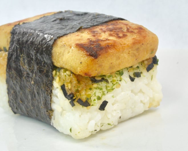 7-Eleven Craft Fish Patty Musubi Closeup